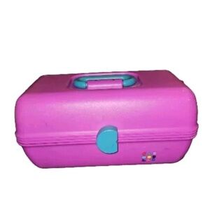 Vintage Caboodles Makeup Case Vanity Caddy Sectioned #2622 Purple Mirror Tiered!
